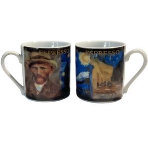 Gogh‎ Gear Espresso Coffee Cups "Van Gogh Vodka" 3 Oz Set Of 2 Pre-loved